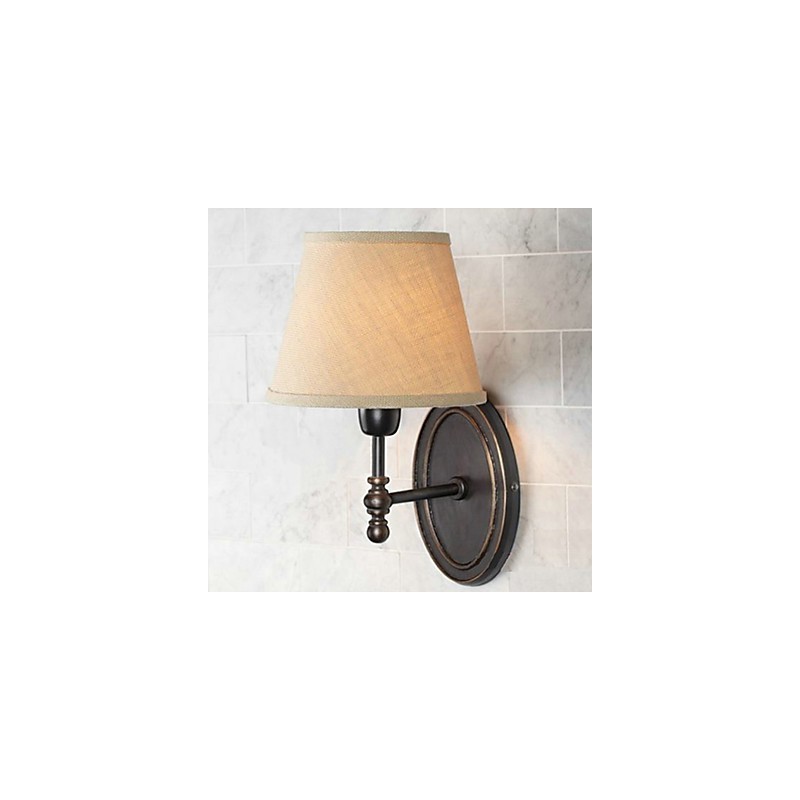 Applique da parete in tessuto stile nordico rurale marrone e beige 32 cm E26/E27