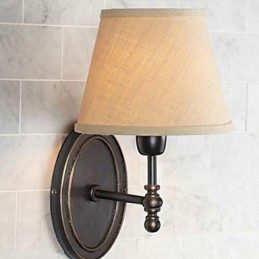 Applique da parete in tessuto stile nordico rurale marrone e beige 32 cm E26/E27