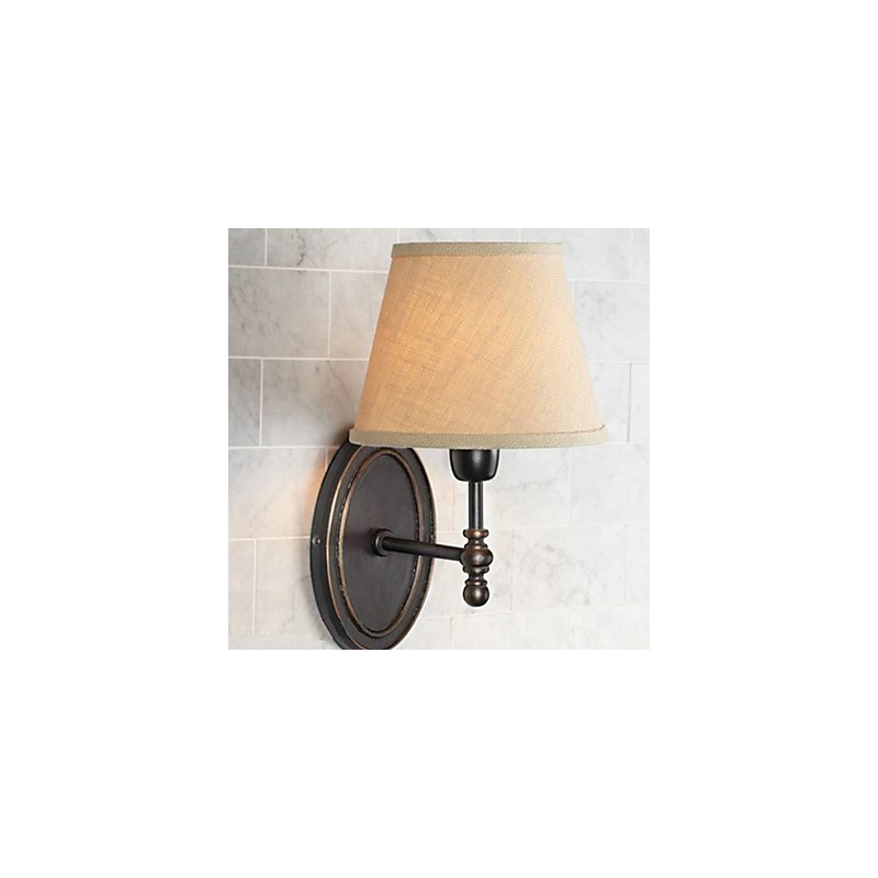 Applique da parete in tessuto stile nordico rurale marrone e beige 32 cm E26/E27