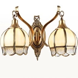 Applique da parete mini in stile tradizionale/classico, finitura ottone, 2 luci E26/E27