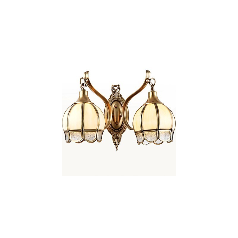 Applique da parete mini in stile tradizionale/classico, finitura ottone, 2 luci E26/E27