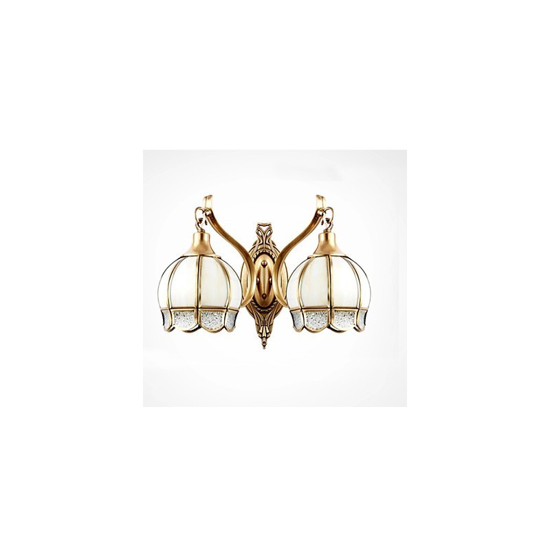 Applique da parete mini in stile tradizionale/classico, finitura ottone, 2 luci E26/E27