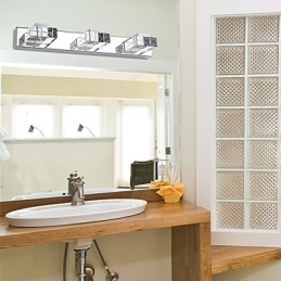 Applique da parete per bagno moderna contemporanea in metallo, LED integrato, 3 luci, 46 cm