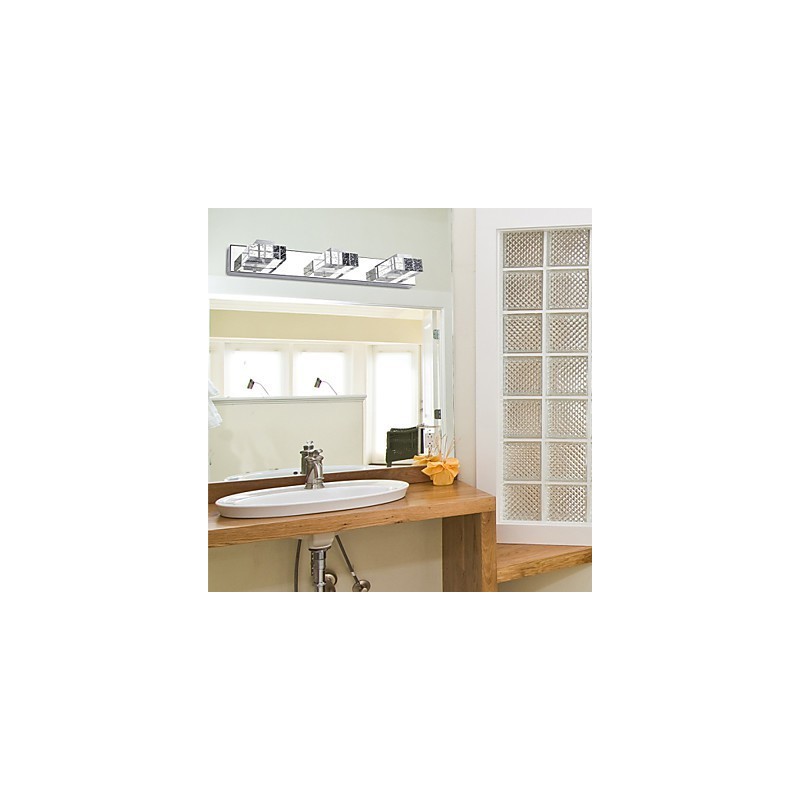 Applique da parete per bagno moderna contemporanea in metallo, LED integrato, 3 luci, 46 cm