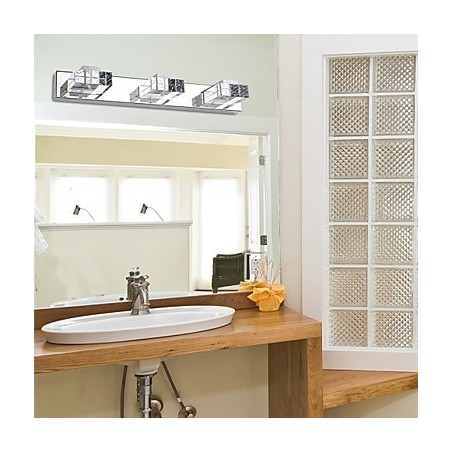 Applique da parete per bagno moderna contemporanea in metallo, LED integrato, 3 luci, 46 cm