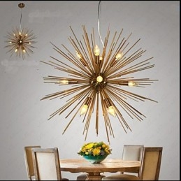Lampadario retrò in rame dorato a 1 livello 2 lampadine E12/E14