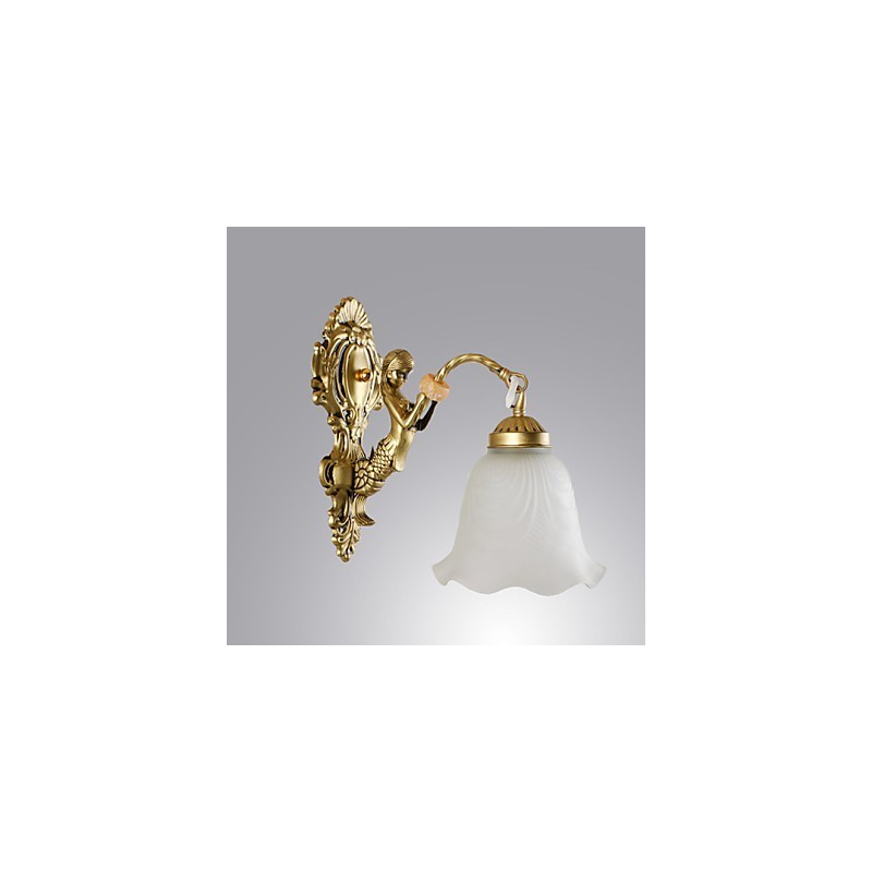 Applique da parete classica Mini in metallo finitura ottone antico E27