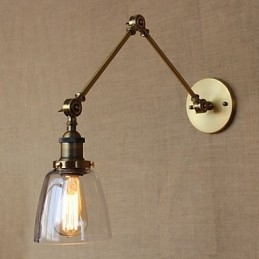 Applique da parete vintage con braccio oscillante in bronzo antico, 41 cm, lampadina E26/E27