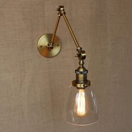 Applique da parete vintage con braccio oscillante in bronzo antico, 41 cm, lampadina E26/E27