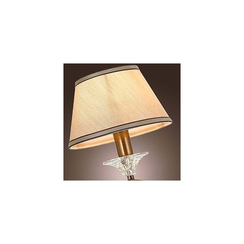 Applique da parete classica in ottone con paralume in tessuto