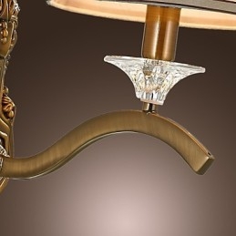 Applique da parete classica in ottone con paralume in tessuto