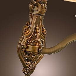 Applique da parete classica in ottone con paralume in tessuto