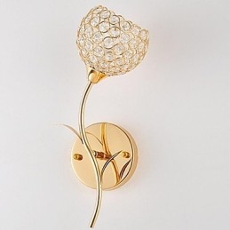 Applique da parete moderna contemporanea in metallo oro e cristallo trasparente