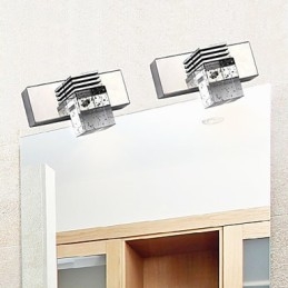 Applique da parete bagno moderna in metallo e cristallo mini LED integrato