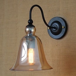 Applique da parete in metallo nero stile country americano minimalista, lampadina inclusa