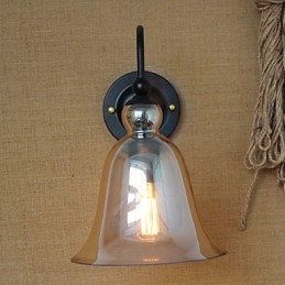 Applique da parete in metallo nero stile country americano minimalista, lampadina inclusa