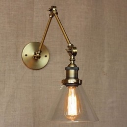 Applique da parete industriale retrò vintage in bronzo con braccio oscillante