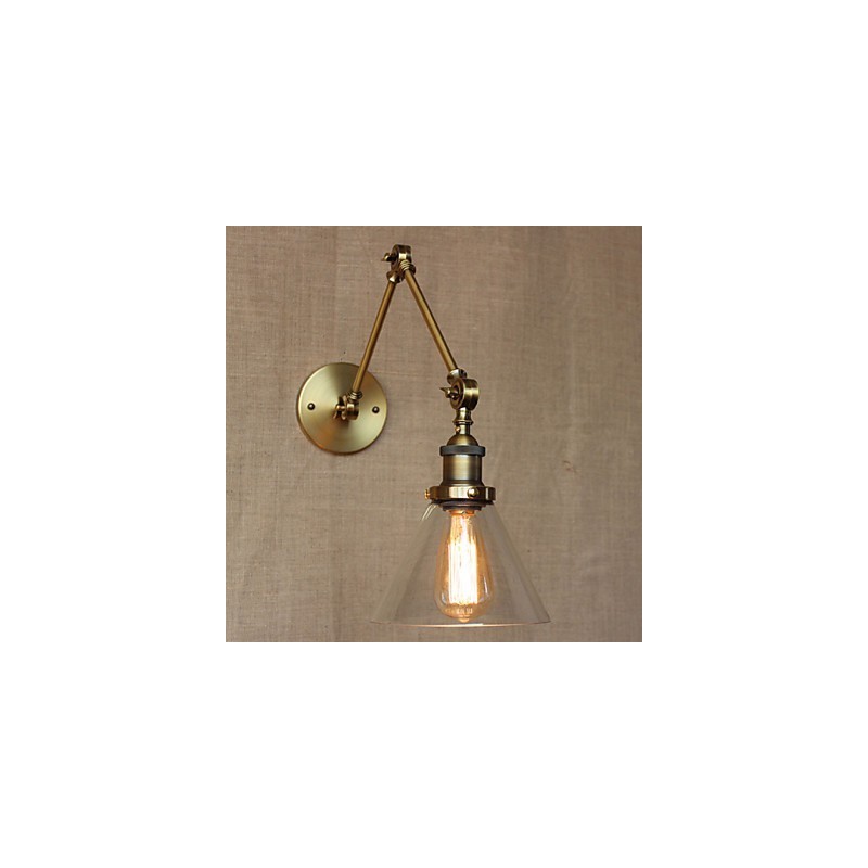 Applique da parete industriale retrò vintage in bronzo con braccio oscillante