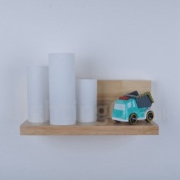 Applique da parete mini moderna in legno e bambù con paralumi in vetro
