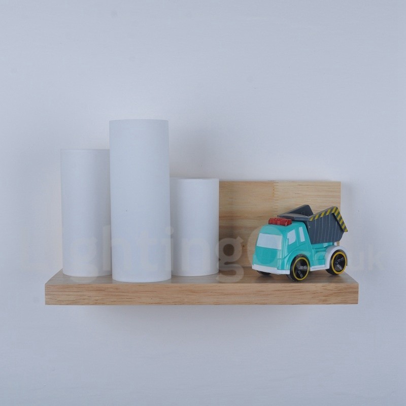 Applique da parete mini moderna in legno e bambù con paralumi in vetro
