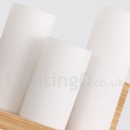 Applique da parete mini moderna in legno e bambù con paralumi in vetro