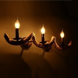 Applique da parete in ferro battuto stile europeo classico marrone 3 luci E12/E14