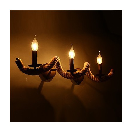 Applique da parete in ferro battuto stile europeo classico marrone 3 luci E12/E14