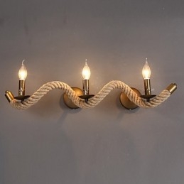 Applique da parete in ferro battuto stile europeo classico marrone 3 luci E12/E14