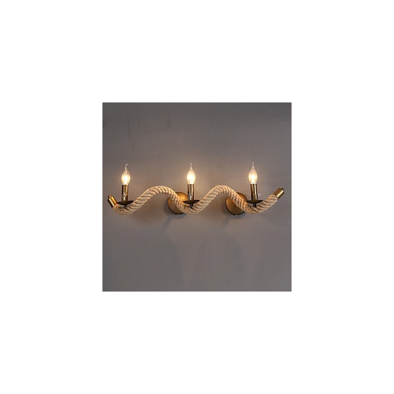 Applique da parete in ferro battuto stile europeo classico marrone 3 luci E12/E14