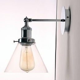 Applique da parete Art Déco con paralume in vetro conico verso il basso