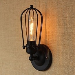 Applique da parete decorativa nera in metallo, minimalista industriale retrò, 1 lampadina E26/E27 40 W