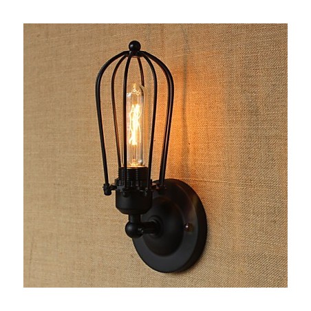Applique da parete decorativa nera in metallo, minimalista industriale retrò, 1 lampadina E26/E27 40 W