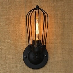 Applique da parete decorativa nera in metallo, minimalista industriale retrò, 1 lampadina E26/E27 40 W