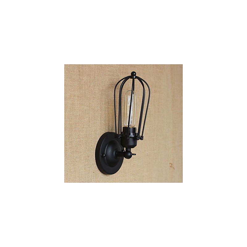 Applique da parete decorativa nera in metallo, minimalista industriale retrò, 1 lampadina E26/E27 40 W
