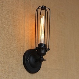 Applique da parete industriale retrò nera 23 x 12 cm con lampadina inclusa