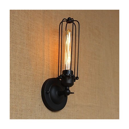 Applique da parete industriale retrò nera 23 x 12 cm con lampadina inclusa