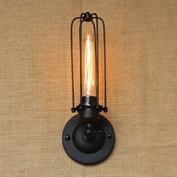 Applique da parete industriale retrò nera 23 x 12 cm con lampadina inclusa