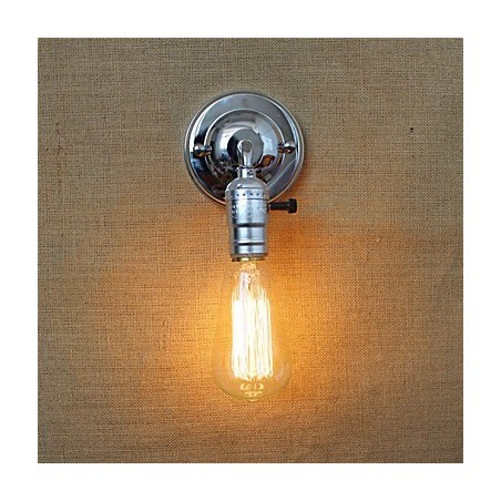 Applique da parete rustica Edison nera con lampadina E26/E27 40W