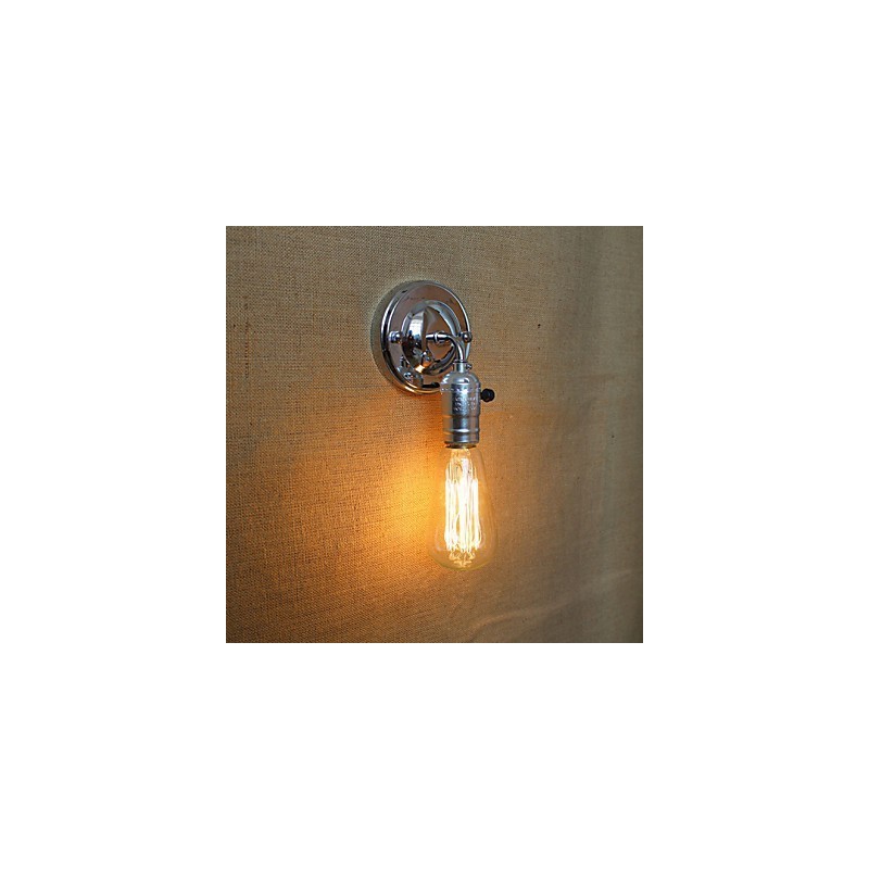 Applique da parete rustica Edison nera con lampadina E26/E27 40W