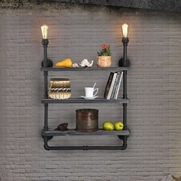 Applique da parete rustica Mini Style in metallo nero, 2 lampadine E26/E27