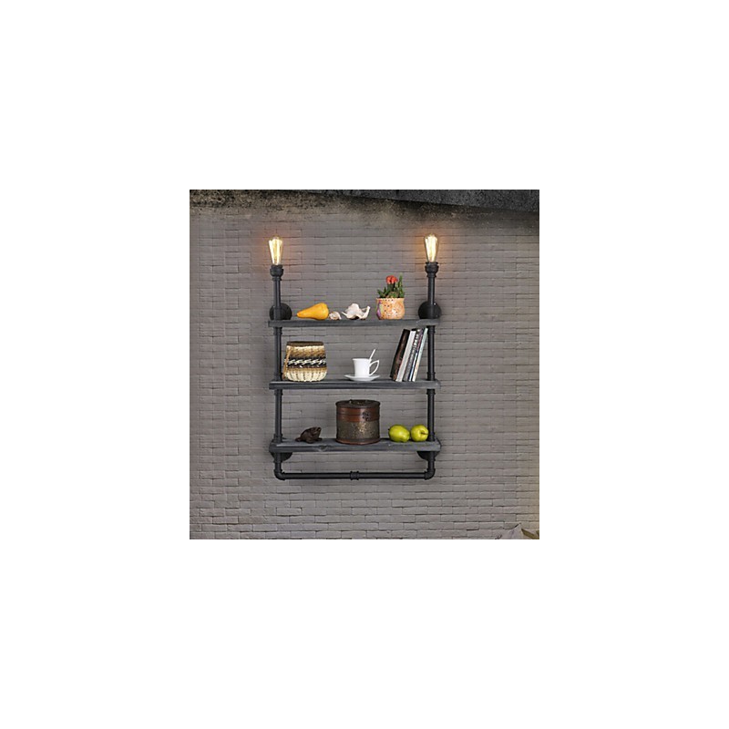 Applique da parete rustica Mini Style in metallo nero, 2 lampadine E26/E27