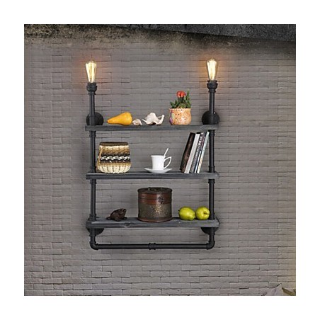 Applique da parete rustica Mini Style in metallo nero, 2 lampadine E26/E27