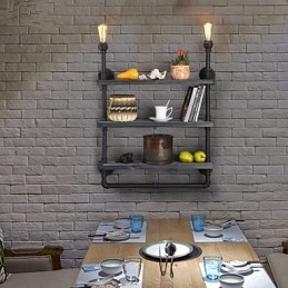 Applique da parete rustica Mini Style in metallo nero, 2 lampadine E26/E27