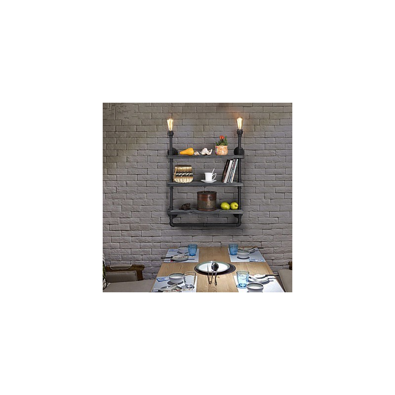 Applique da parete rustica Mini Style in metallo nero, 2 lampadine E26/E27