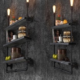 Applique da parete rustica Mini Style in metallo nero, 2 lampadine E26/E27