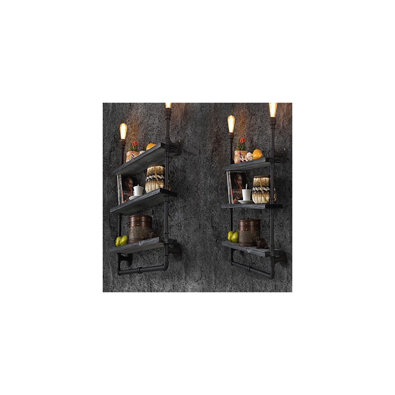 Applique da parete rustica Mini Style in metallo nero, 2 lampadine E26/E27
