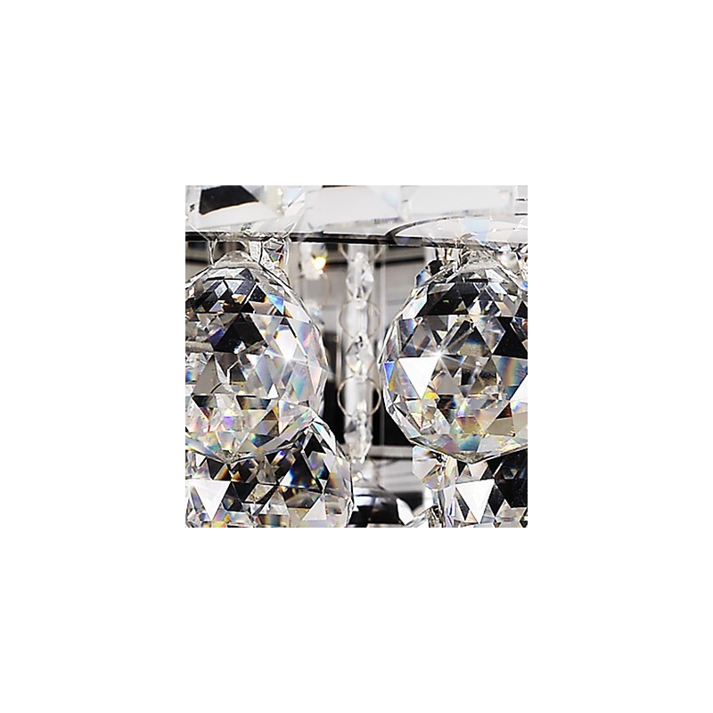 Plafoniera LED a filo in vetro trasparente con cristalli 80x60 cm