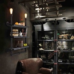 Applique da parete rustica Mini Style in metallo nero, 2 lampadine E26/E27