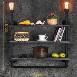 Applique da parete rustica Mini Style in metallo nero, 2 lampadine E26/E27