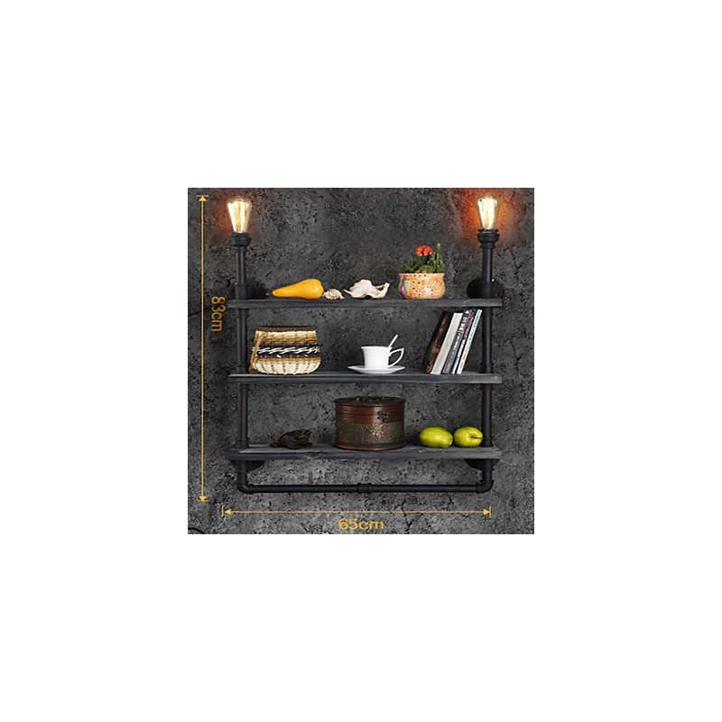 Applique da parete rustica Mini Style in metallo nero, 2 lampadine E26/E27